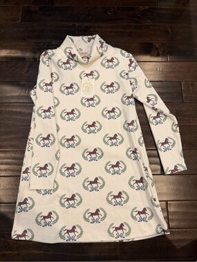 The Beaufort Bonnet Company Cream Horse-Print Turtleneck Nightgown